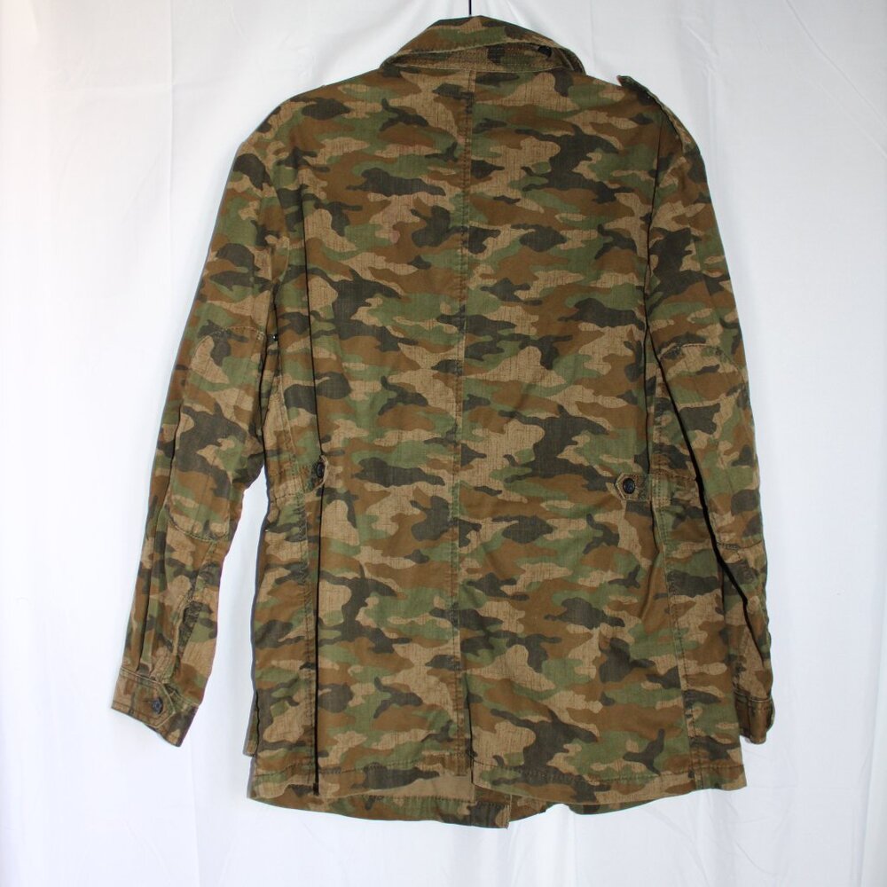 Banana Republic Camo Camoflauge Women's Jacket Buttons Cinched Waist Pockets - Picture 4 of 10